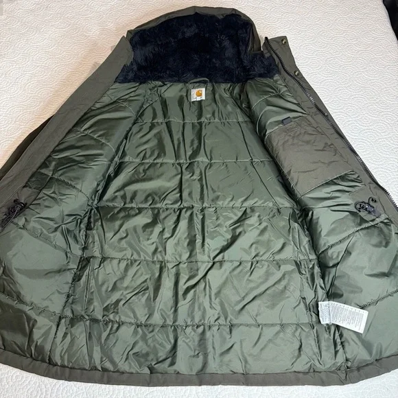 Carhartt Olive Green Hooded Puffer Coat - Picture 8 of 16